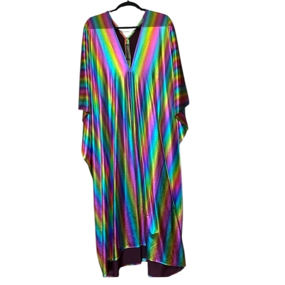Jennafer Grace Rainbow shimmer Magic Caftan dress festival vintage - Picture 5 of 10